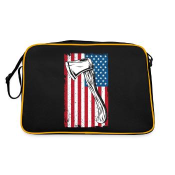 Axtwerfen usa - Retro Tasche - Schwarz/Gold - Hinten
