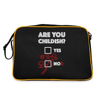 Bist du kindisch | Haus, lustige Sprüche - Retro Tasche - Schwarz/Gold - Hinten