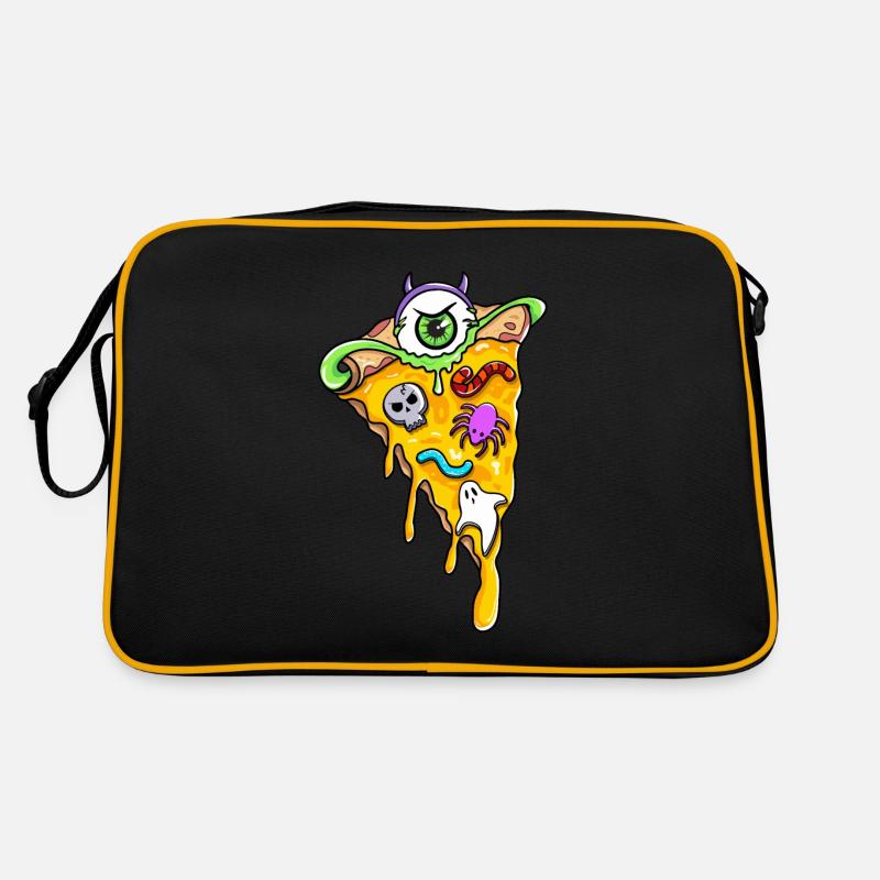 Creepy Horror Pizza Tranches Skull Spider Sac Retro