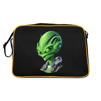 Alien Portrait: Intriguing face from an attached - Retro Bag - black/gold - Back