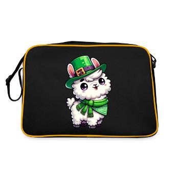 St. Patrick's Day Llama Cartoon - Retro Bag - black/gold - Back