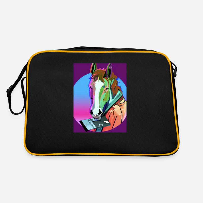 retro Pferd - Retro Tasche - Schwarz/Gold