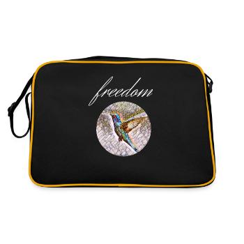 Freiheit - Kolibri farbenfroh und lebensfroh - Retro Tasche - Schwarz/Gold - Hinten