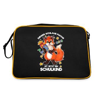 Dieser Schlaue Fuchs ist jetzt ein Schulkind - Retro Tasche - Schwarz/Gold - Hinten