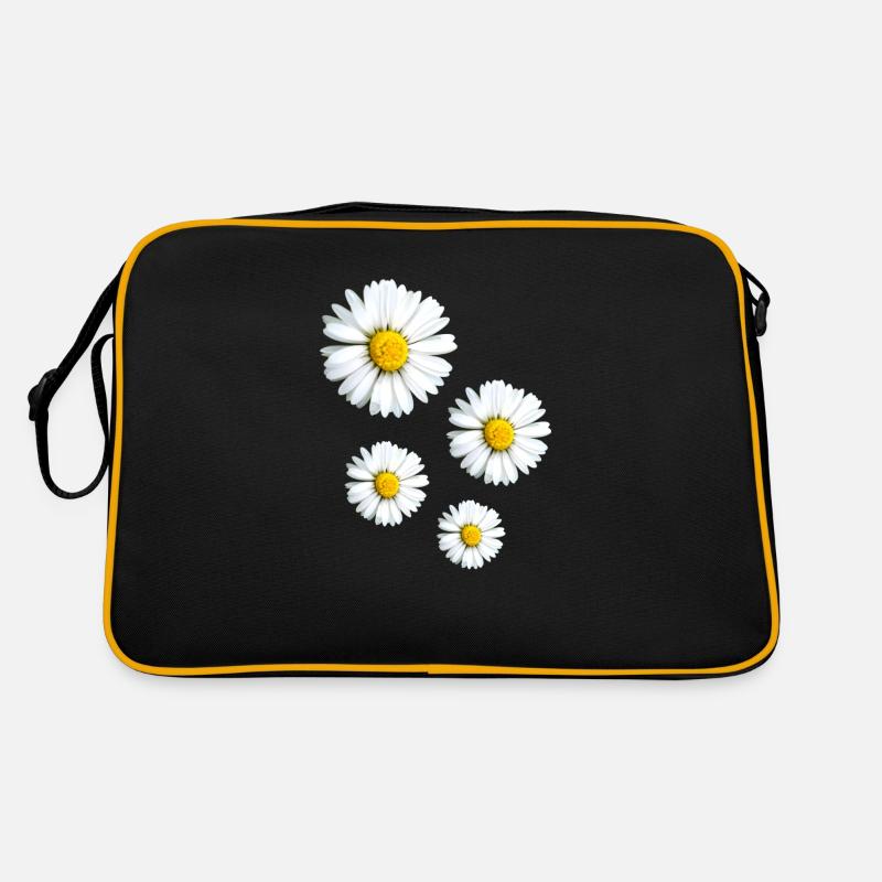 Marguerite, fleurs, fleurs - Sac Retro - noir/or