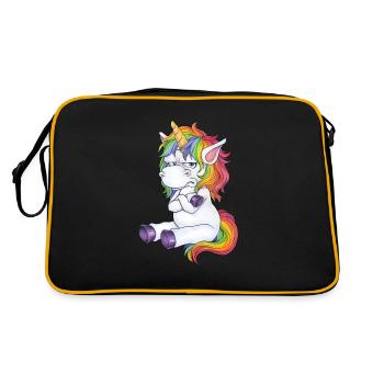 Böses Muffel Einhorn mit bösem Blick Geschenk Witz - Retro Tasche - Schwarz/Gold - Hinten