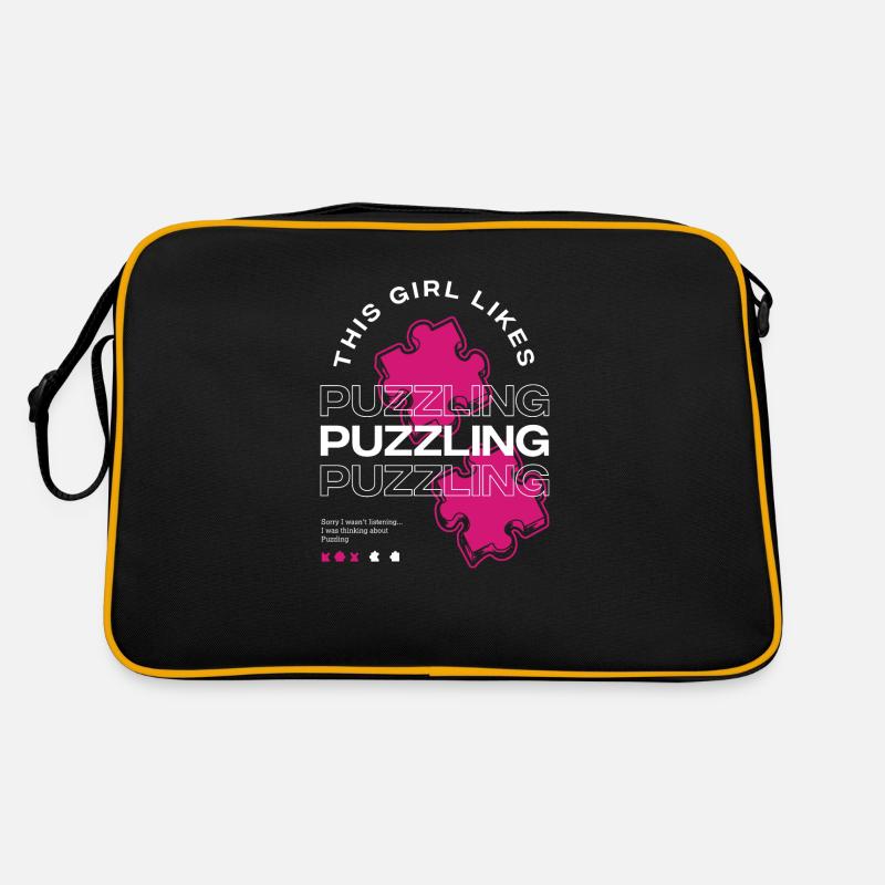 Mädchen mag rätselhafte ironische Retro Tasche