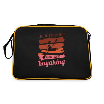 Life With Kayaking Canoe Whitewater Kayak - Retro Bag - black/gold - Back
