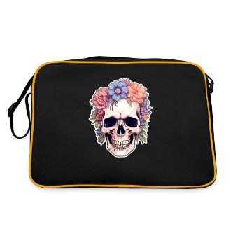 Crâne humain et fleurs 14 - Sac Retro - noir/or - Dos