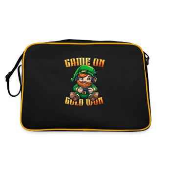 Cute Leprechaun Gamer - Retro Tasche - Schwarz/Gold - Hinten
