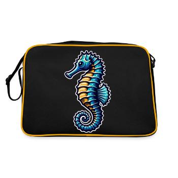 Seepferd Seepferdchen - Retro Tasche - Schwarz/Gold - Hinten