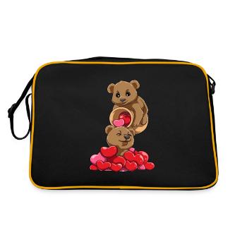 Cute bear hearts overflowing - Retro Bag - black/gold - Back