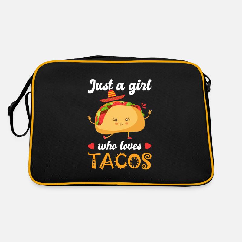 Mädchen, das Tacos liebt Humor Mädchen Taco Retro Tasche