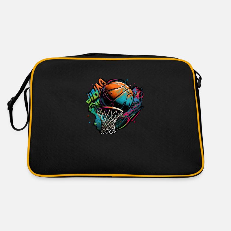 Graffiti de basket-ball coloré - Sac Retro - noir/or