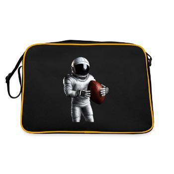 Touchdown im Weltall - Retro Tasche - Schwarz/Gold - Hinten
