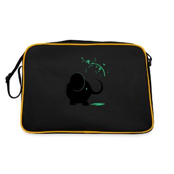 Schwarzer Elefant mit türkisfarbener Farbe - Retro Tasche - Schwarz/Gold - Hinten