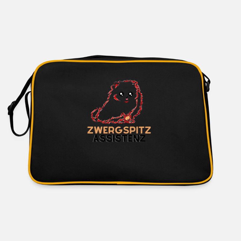 Zwergspitz Assistenz 1 - Retro Tasche - Schwarz/Gold