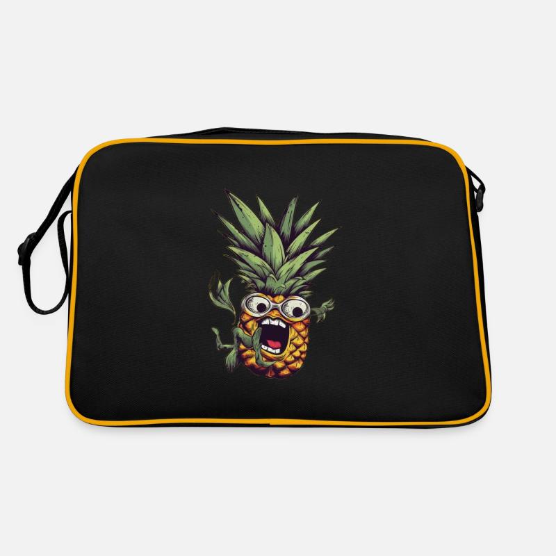 Fallende Nerdy Ananas mit Brille Retro Tasche
