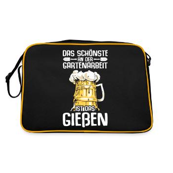 Das Schönste an der Gartenarbeit ist das Gießen - Retro Tasche - Schwarz/Gold - Hinten