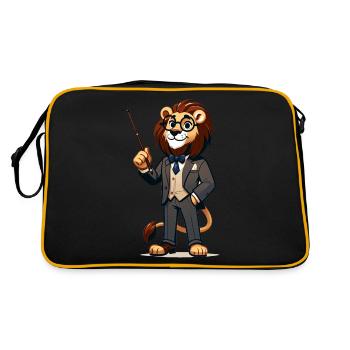 Cute Lion Teacher - Retro Bag - black/gold - Back