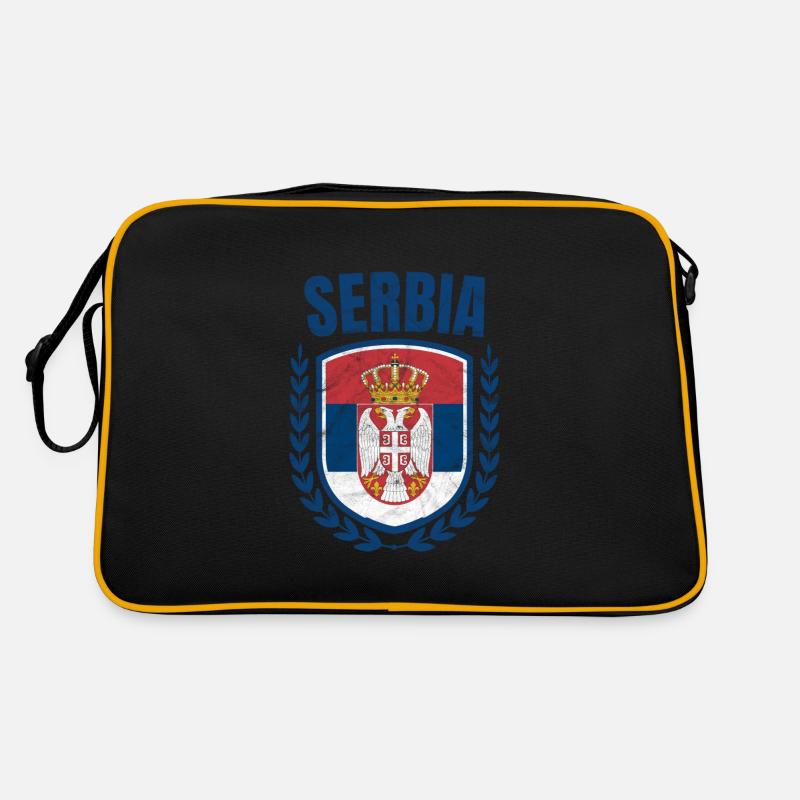 Serbien - Retro Tasche - Schwarz/Gold