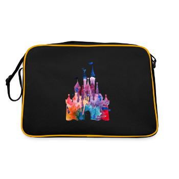 Aquarell Princess Castle - Retro Tasche - Schwarz/Gold - Hinten