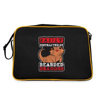 Echse Echsen Eidechse - Retro Tasche - Schwarz/Gold - Hinten