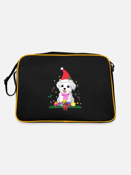 dog xmas. christmas gift - Retro Bag - black/gold