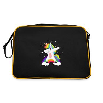 La licorne surfe cool sur l'arc-en-ciel - Sac Retro - noir/or - Dos