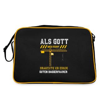Als Gott Mich Schuf Brauchte Er... - Retro Tasche - Schwarz/Gold - Hinten