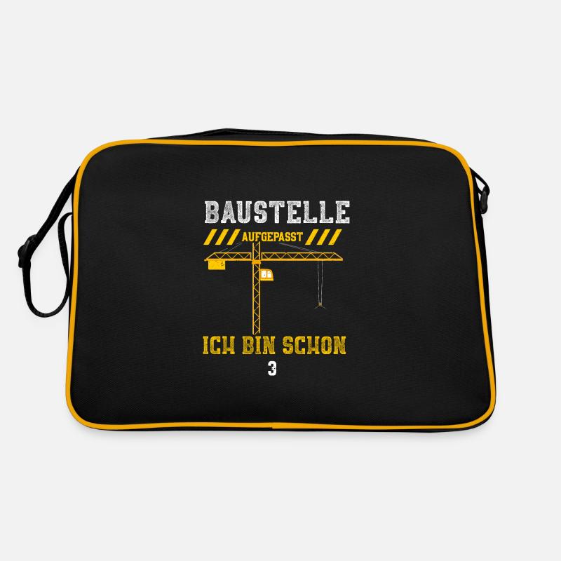 Baustelle Aufgepasst Ich Bin ... Retro Tasche