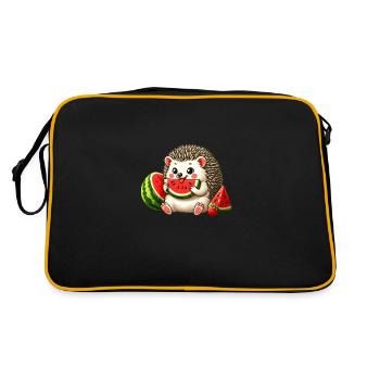 Hedgehog enjoys watermelon - Retro Bag - black/gold - Back