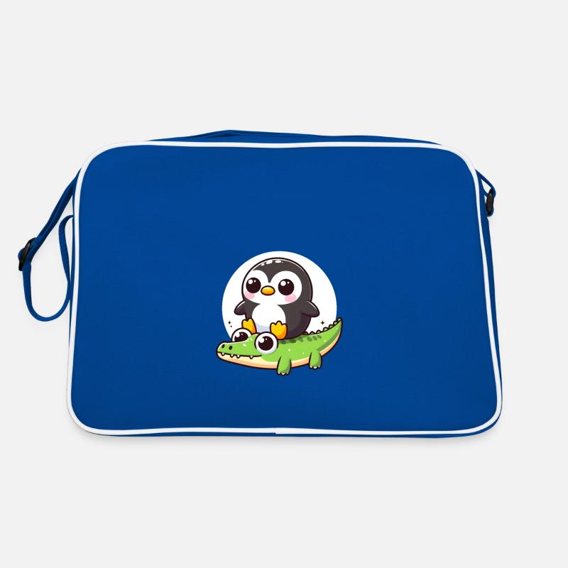 Pinguin auf Krokodil Retro Tasche