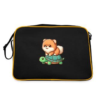 Poméranie en balade à dos de tortue - Sac Retro - noir/or - Dos
