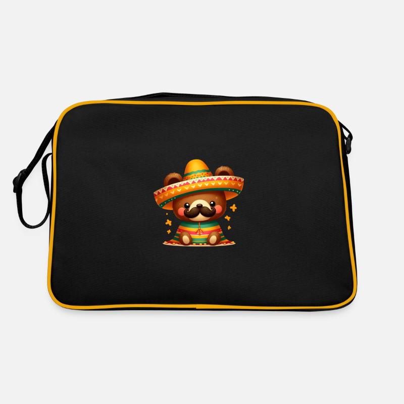 Cinco de Mayo Bär mit Schnurrbart Retro Tasche