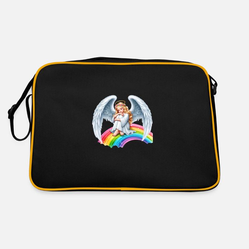 Engel auf Regenbogen Retro Tasche
