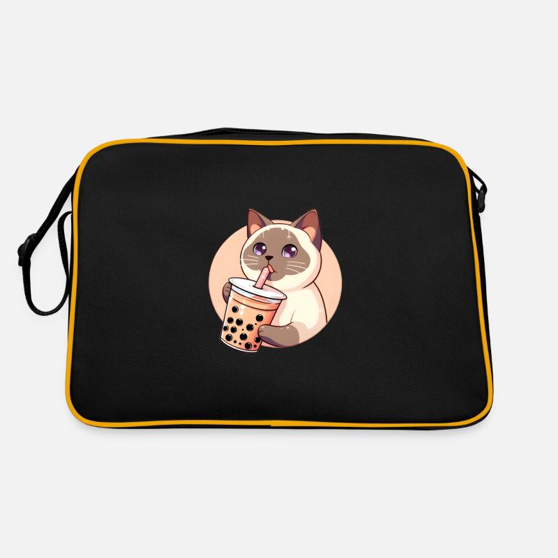 Siamesische Katze beim Bubble Tea Retro Tasche