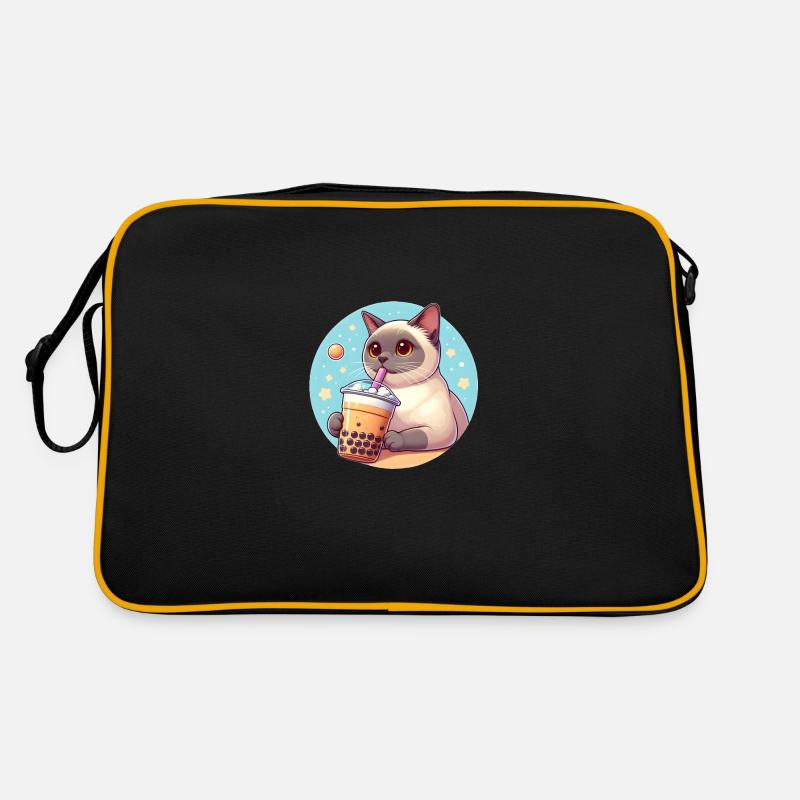 Siamesische Katze beim Bubble Tea Retro Tasche
