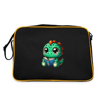 Dino reads a book - Retro Bag - black/gold - Back