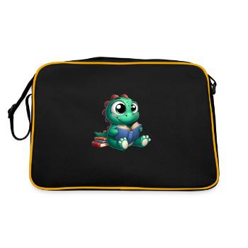 Dino reads a book - Retro Bag - black/gold - Back