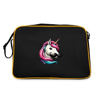 Unicorn with mustache - Retro Bag - black/gold - Back