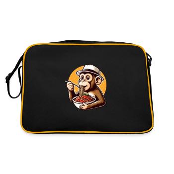 Singe dégustant des spaghettis à la bolognaise - Sac Retro - noir/or - Dos