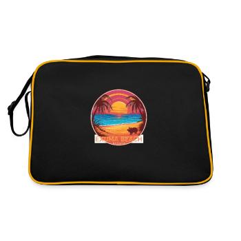 Pig in the Exuma Bahamas sunset - Retro Bag - black/gold - Back
