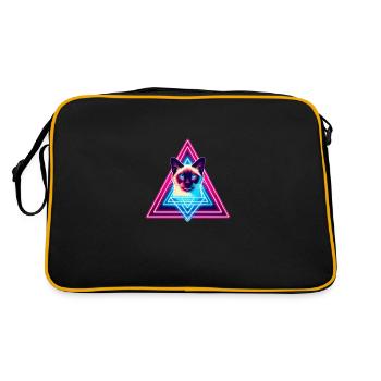Siamese cat in 80s style triangle - Retro Bag - black/gold - Back