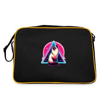 Siamese cat in 80s style triangle - Retro Bag - black/gold - Back