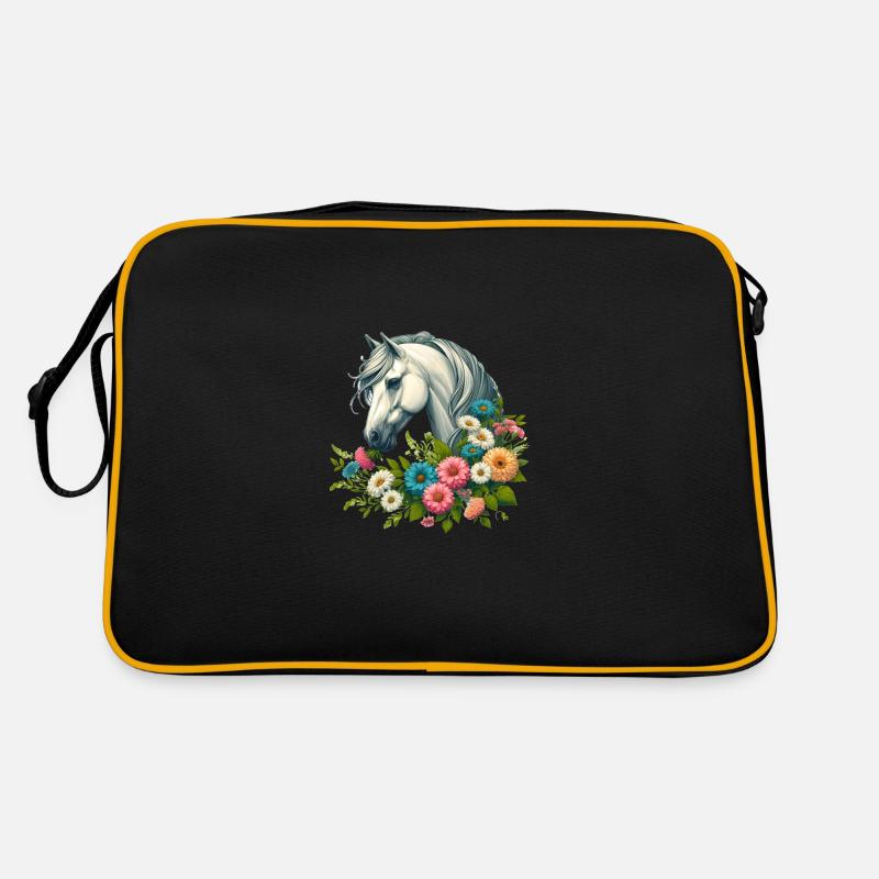Cheval fleuri dans le jardin Sac Retro