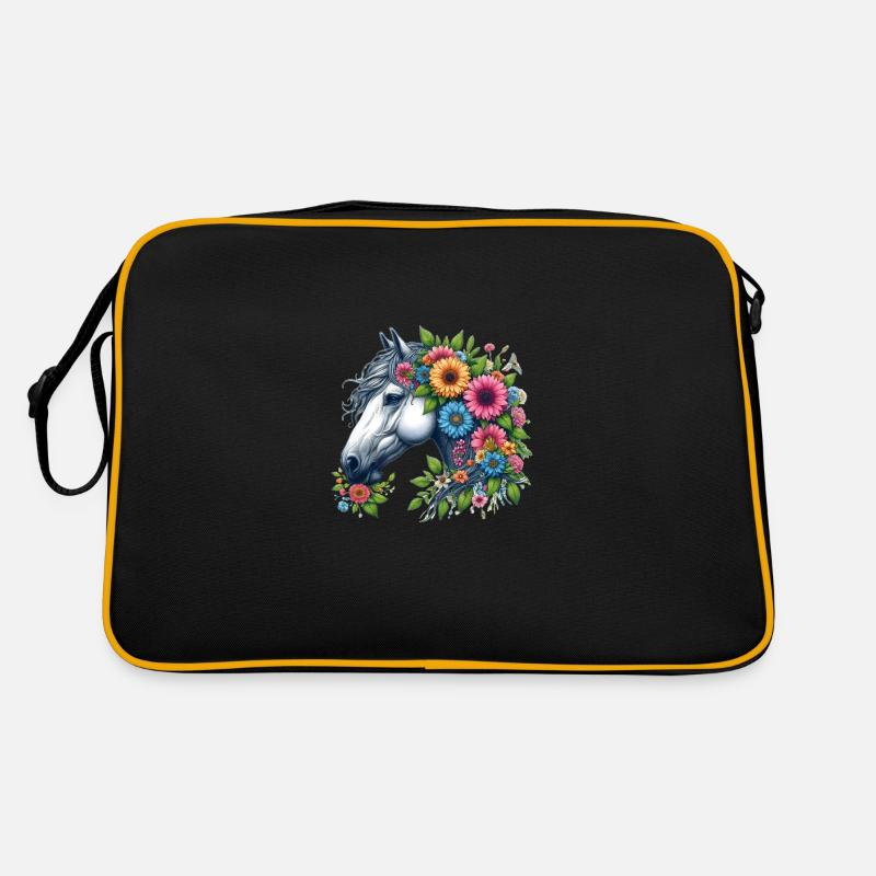 Cheval fleuri dans le jardin Sac Retro