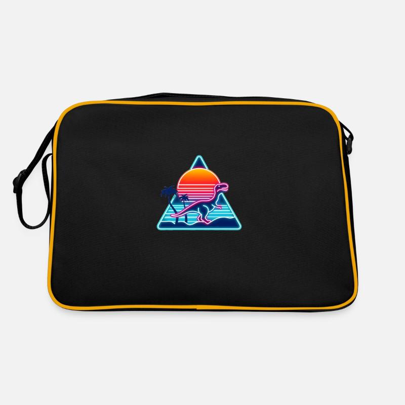 Retro Dinosaur in 80s Triangle Retro Bag