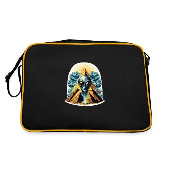 Alien head in pyramid - Retro Bag - black/gold - Back