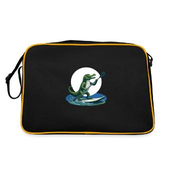 Crocodile doing stand-up paddling - Retro Bag - black/gold - Back
